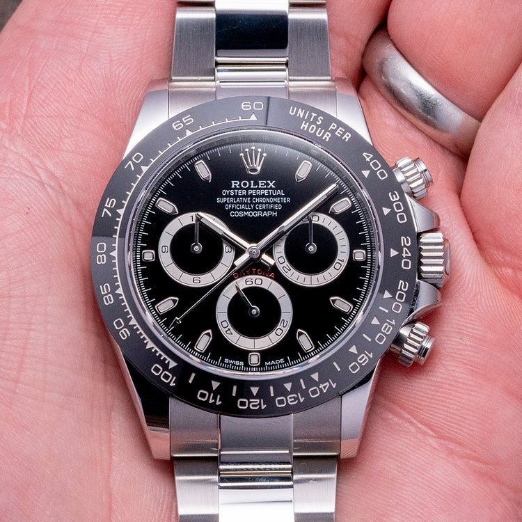 Partially-Stickered 2023 Rolex Daytona Black Dial Discontinued 116500LN