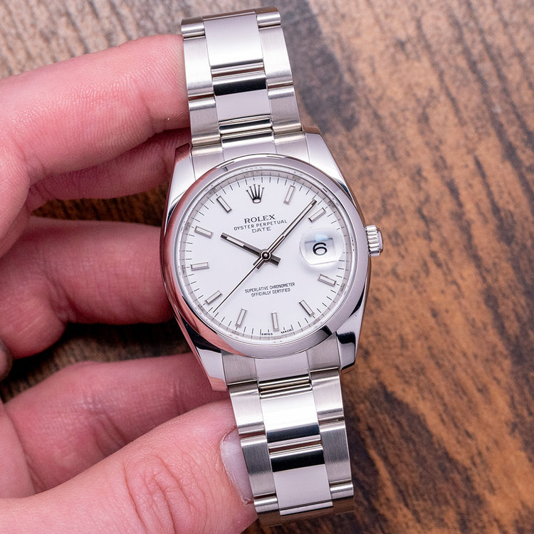 2019 Rolex Oyster Perpetual Date 34mm White Dial 115200