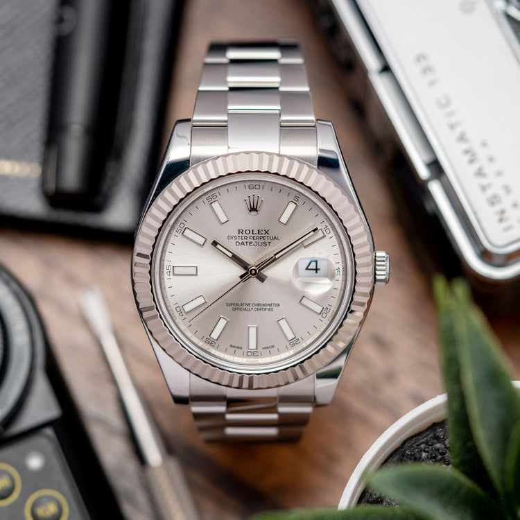 2017 Rolex Datejust II 41mm Silver Oyster Bracelet 116334