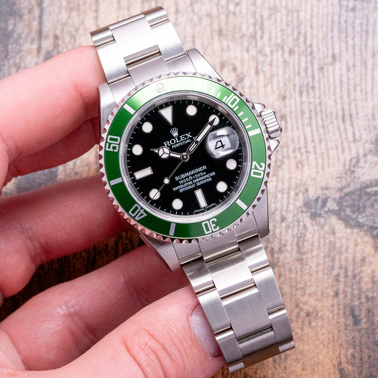 Factory Stickered 2007 Rolex Submariner "Kermit" Green 16610LV
