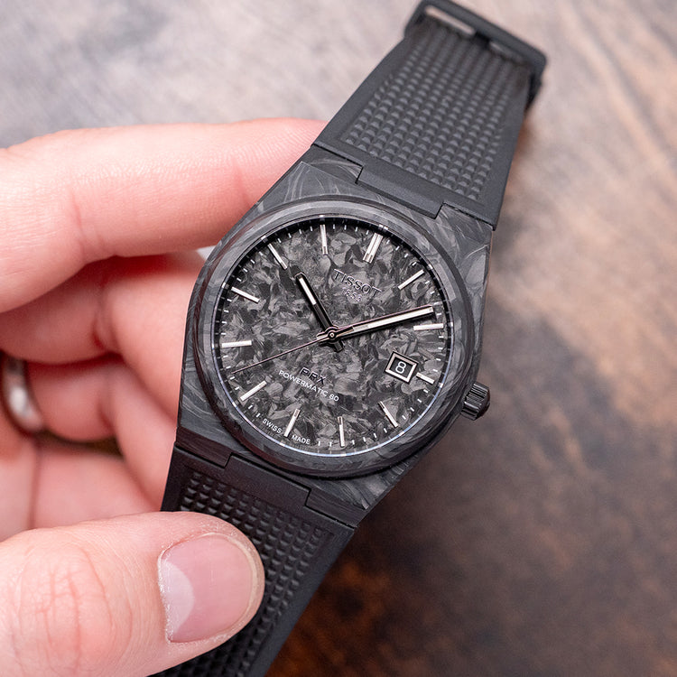 2024 Tissot PRX Black Carbon Automatic 40.5mm on Rubber
