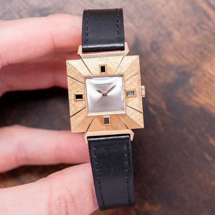 1960s Girard-Perregaux 18ct Pink Gold Square Art Deco Auto