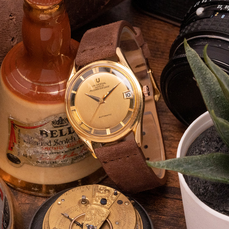1960s Universal Geneve Polerouter Date Automatic 18ct Yellow Gold
