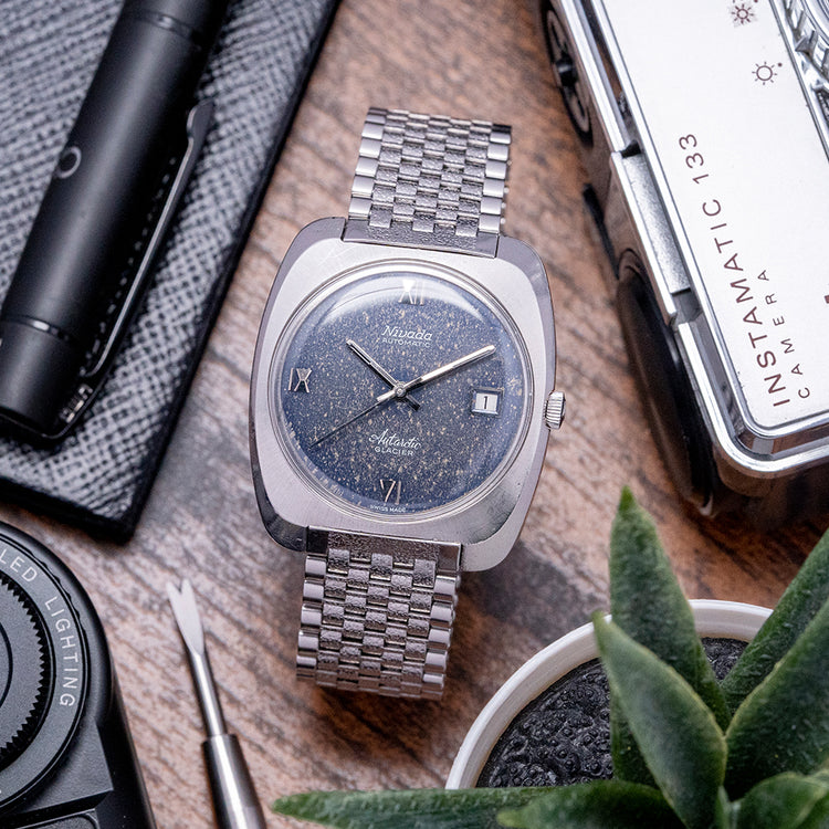 1970s Nivada Antarctic Glacier Automatic on NSA Bracelet