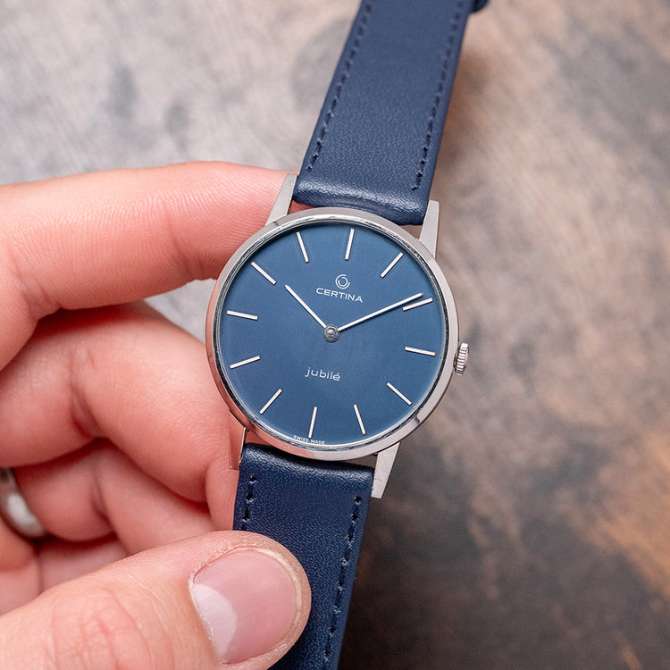 1970s Certina Jubile Blue Dial Manual Cal. 396 Steel 34mm