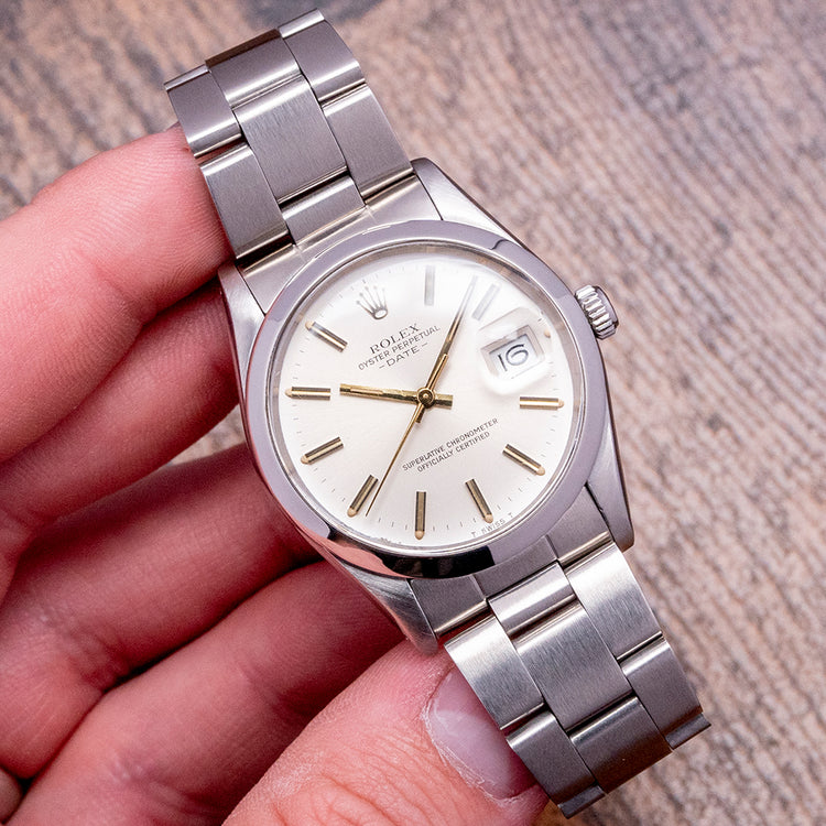 1982 Rolex Oyster Perpetual Date Silver Dial 34mm 15000