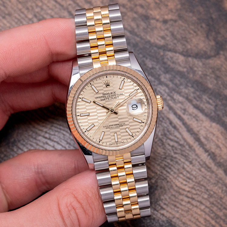 2023 Rolex Datejust 36mm Two-Tone Fluted Motif Dial 126233