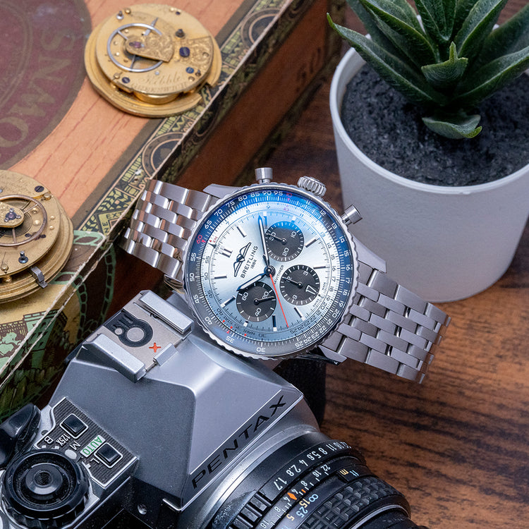 2022 Breitling Navitimer B01 43mm Ice Blue on Bracelet + Strap