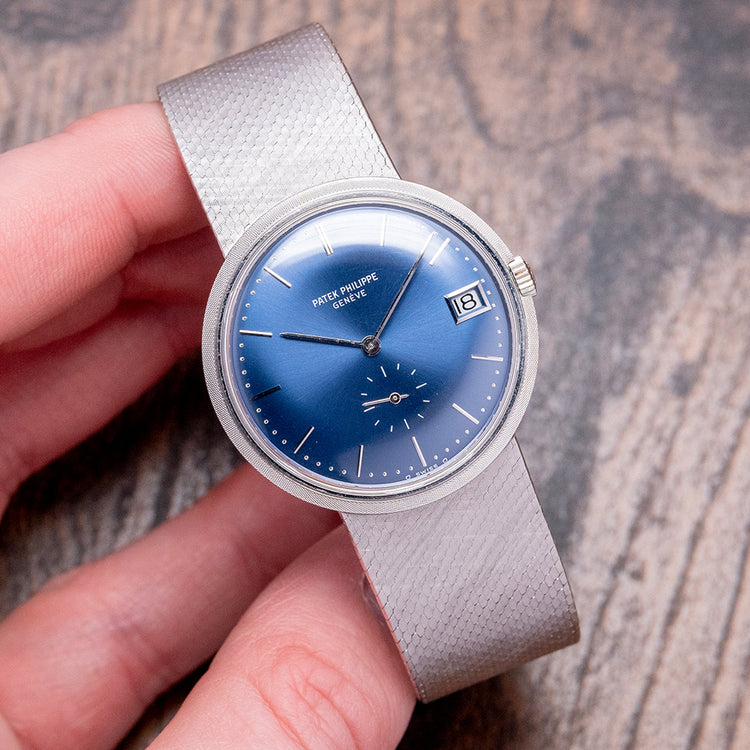 1971 Patek Philippe Calatrava Blue Sigma Dial White Gold 3445/6