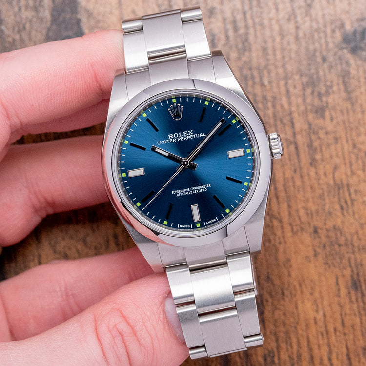 2018 Rolex Oyster Perpetual 39mm Blue Dial 114300