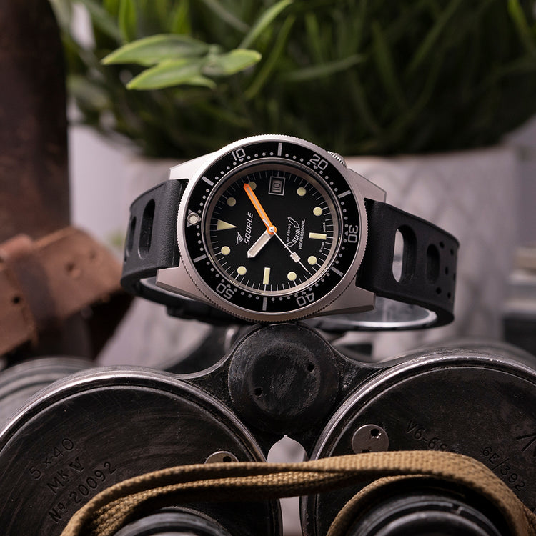 2023 Squale 1521 Black Blasted on Rubber 1521BKBL.NT