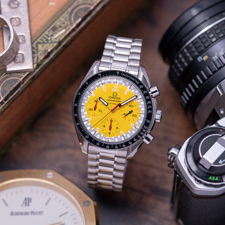 1998 Omega Speedmaster Reduced "Schumacher" Yellow Box & Papers 3510.12.00