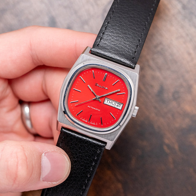 1979 Bulova Automatic Day Date Deep Red Dial 35.5mm
