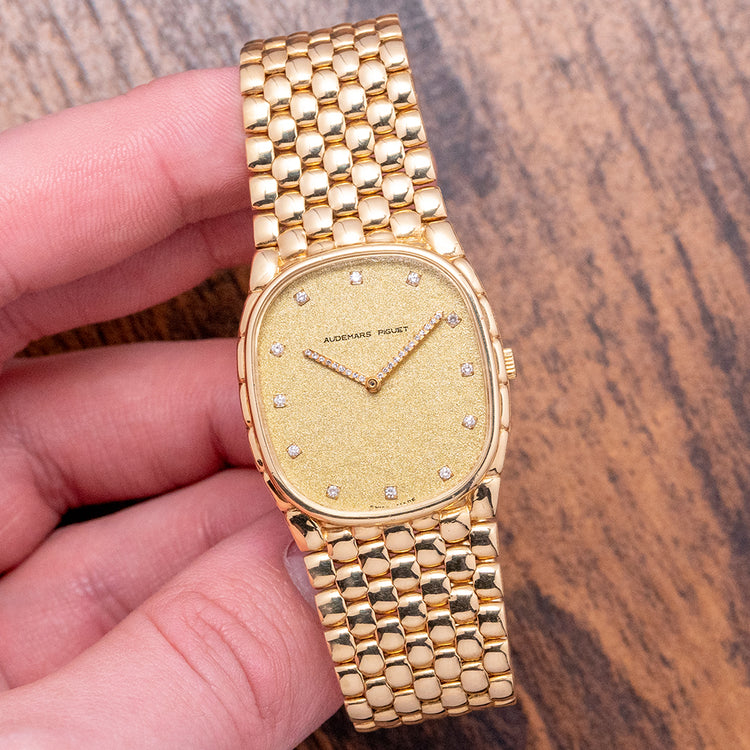 1980s Audemars Piguet Cobra Yellow Gold Diamond Hands