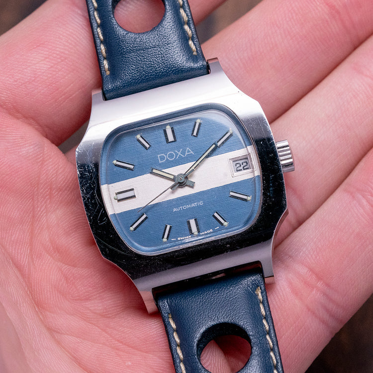 1970s Near New Old Stock Doxa Automatic Blue Dial