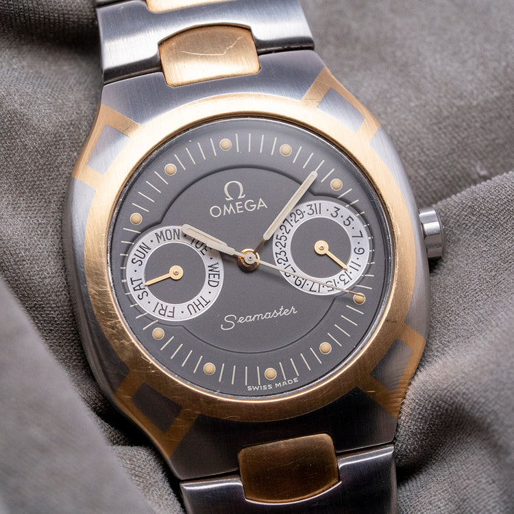 1986 Omega Seamaster Polaris Two-Tone Owl Dial on Bracelet 396.1022