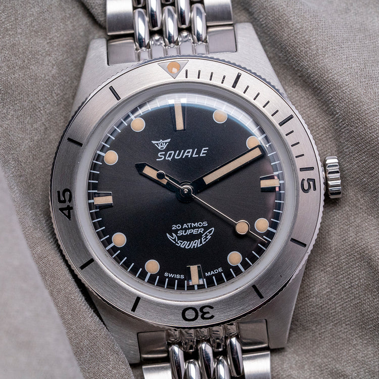 2023 Squale Super-Squale Sunray Black on Bracelet 38mm