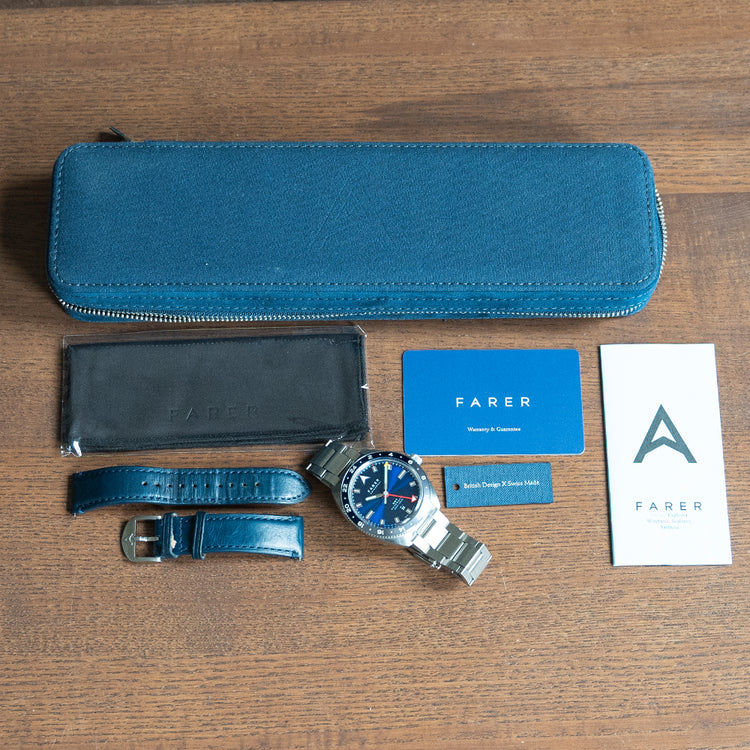 2020 Farer Charlton GMT Blue Dial & Bezel with Bracelet