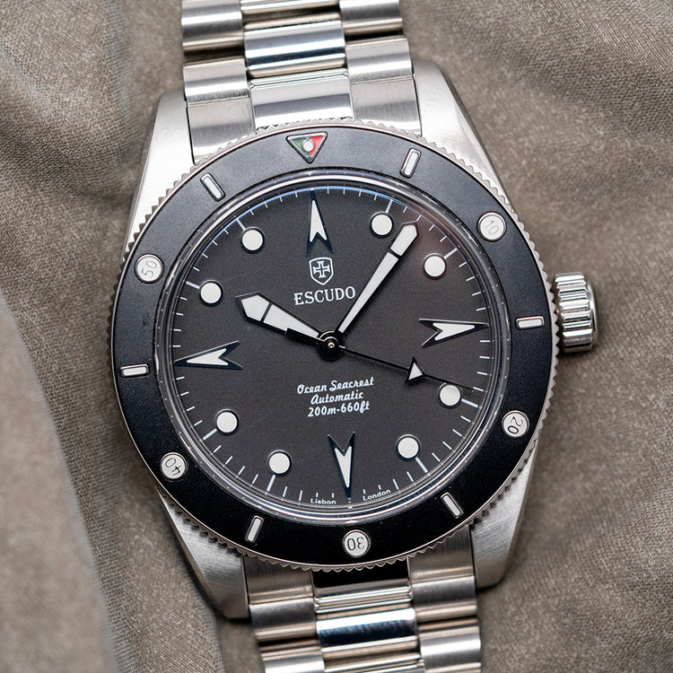 2025 Escudo Ocean Seacrest Preto Auto Black 39mm Diver