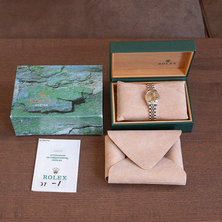 1995 Rolex Lady-Datejust 26mm Steel & Gold 69173 Box & Papers