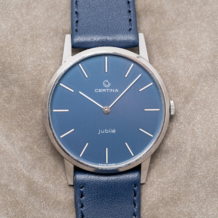 1970s Certina Jubile Blue Dial Manual Cal. 396 Steel 34mm