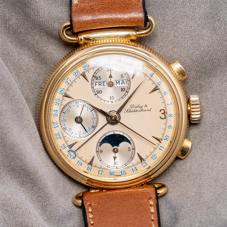 1980s Dubey & Schaldenbrand 18ct Triple Calendar Moonphase Chronograph