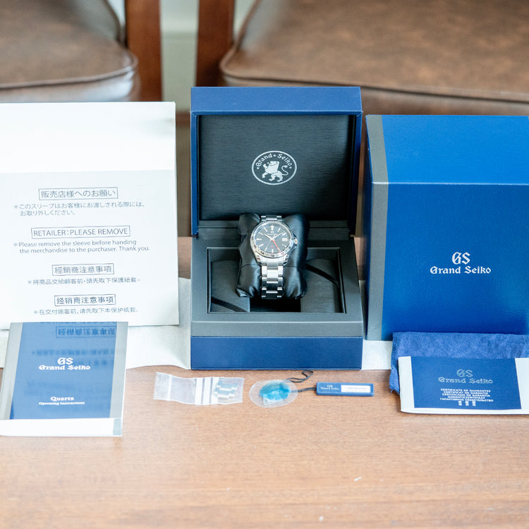 2021 Grand Seiko GMT Quartz Blue SBGN005G on Bracelet