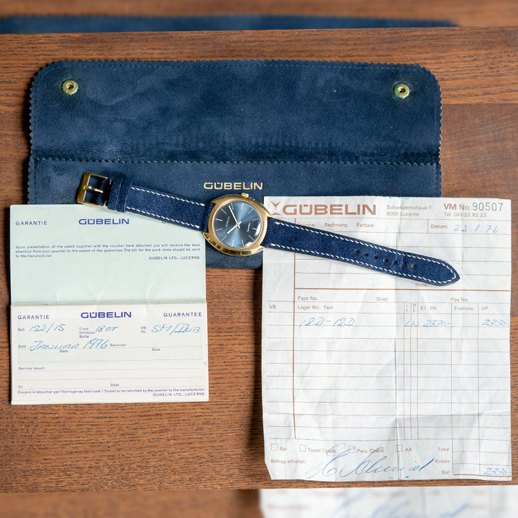 1976 Gübelin 18ct Gold Special-Time Blue Dial 36.5mm