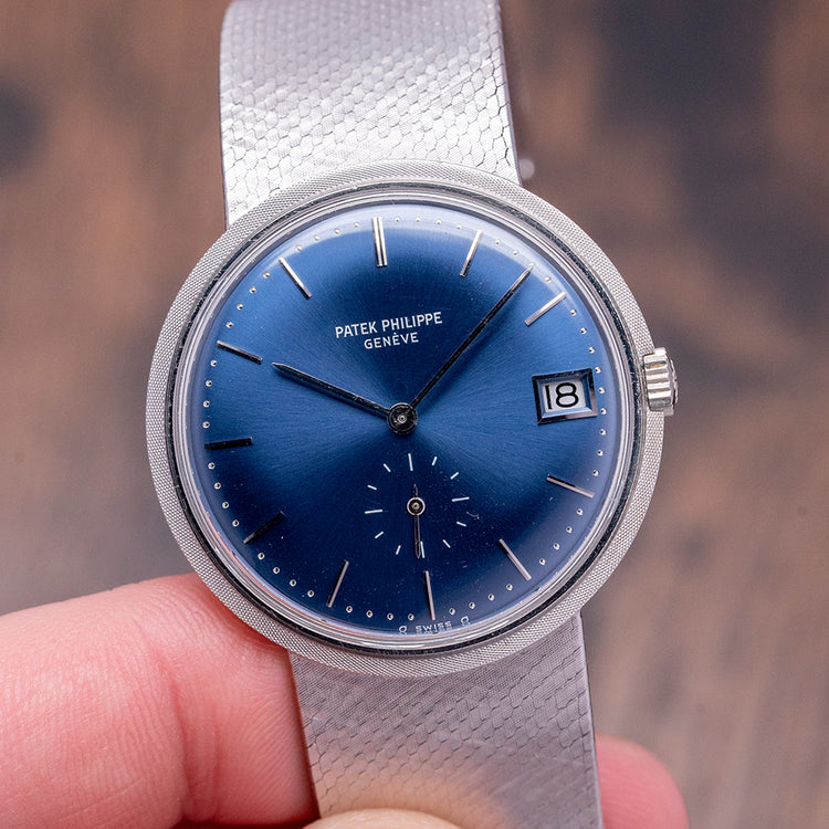 1971 Patek Philippe Calatrava Blue Sigma Dial White Gold 3445/6
