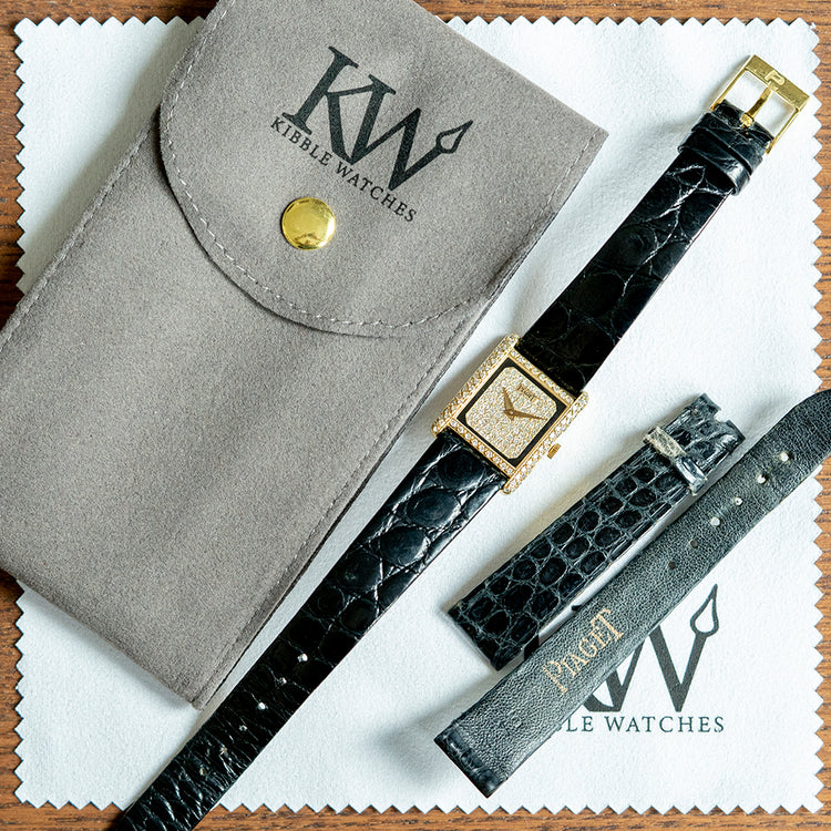 1979 Piaget Classique Yellow Gold Onyx Diamonds 40825 20x25mm