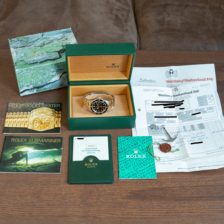 1991 Rolex Submariner Steel & Gold Black Dial/Bezel 16613