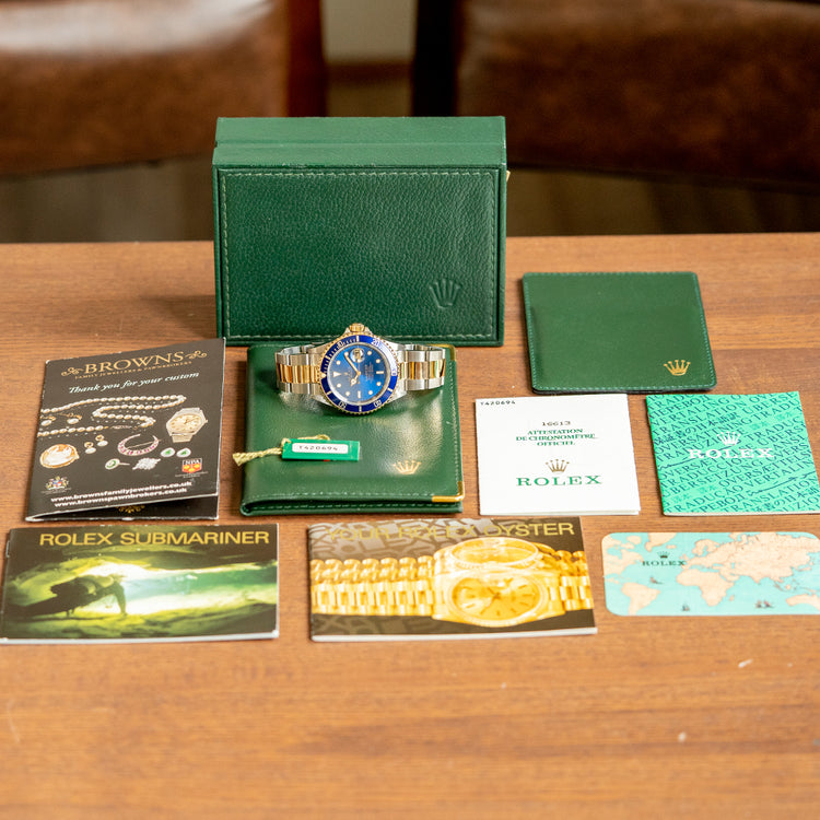 1997 Rolex Submariner Steel & Gold "Bluesey" 16613 Box & Papers
