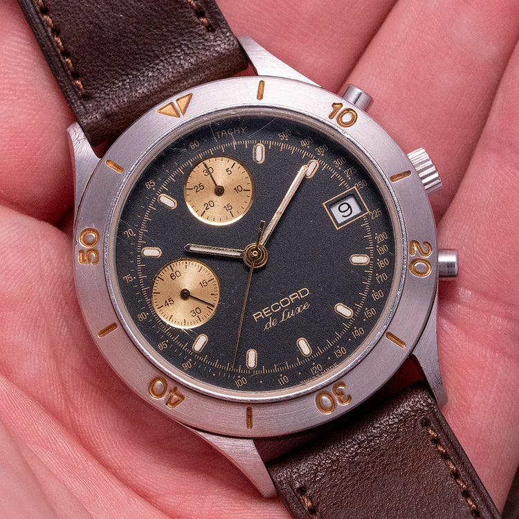 1990s Record "De Luxe" Chronograph 38mm Valjoux 7765