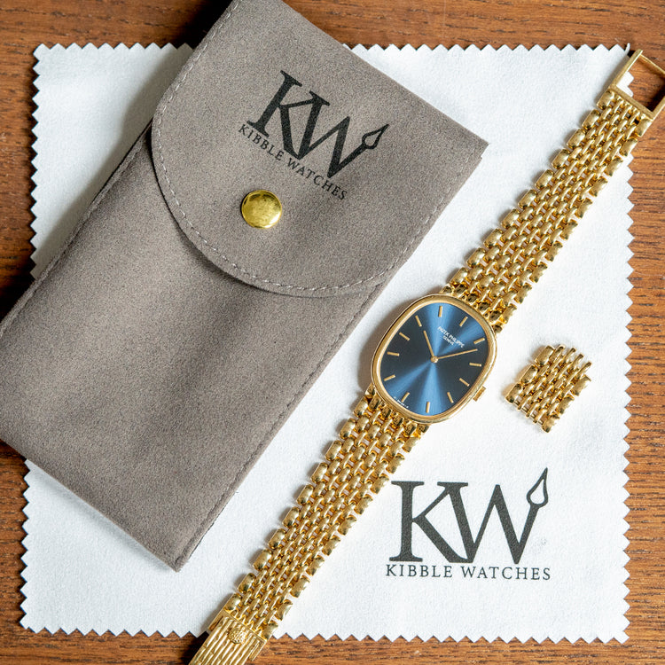 1990s Patek Philippe Ellipse 18ct Gold Blue Dial 3848/22