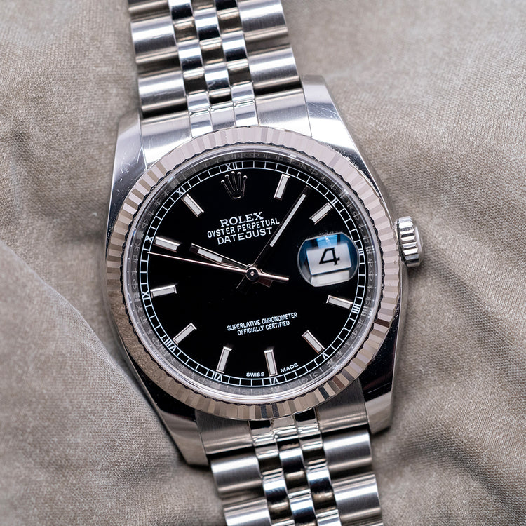 2018 Rolex Datejust Black 36mm Jubilee Roulette Date 116234