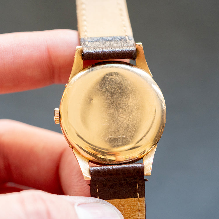 1950s Movado 18ct Pink Gold Triple Calendar Fancy Lugs 34mm - vault
