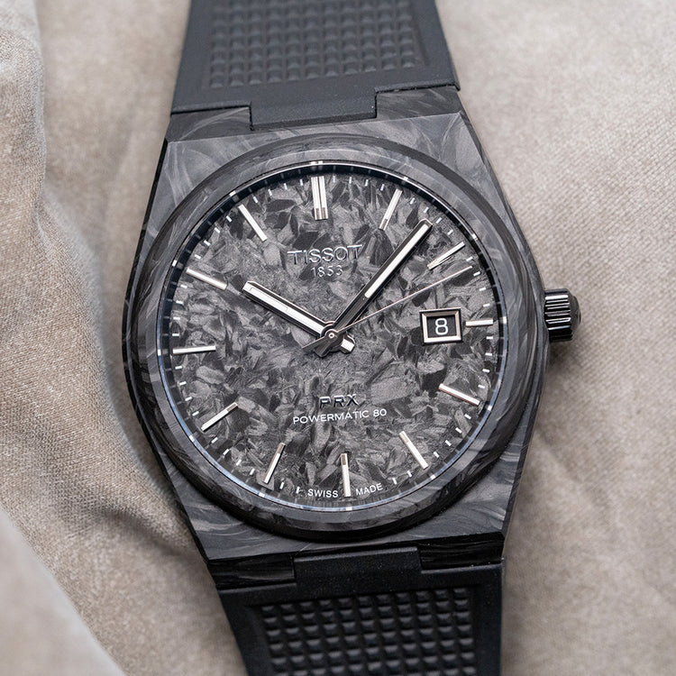 2024 Tissot PRX Black Carbon Automatic 40.5mm on Rubber