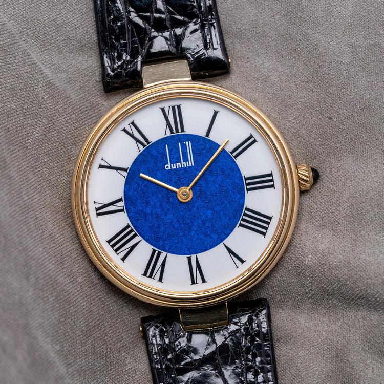 1980s Dunhill .925 Silver "Blue" Dial "Vendôme" 33mm Quartz