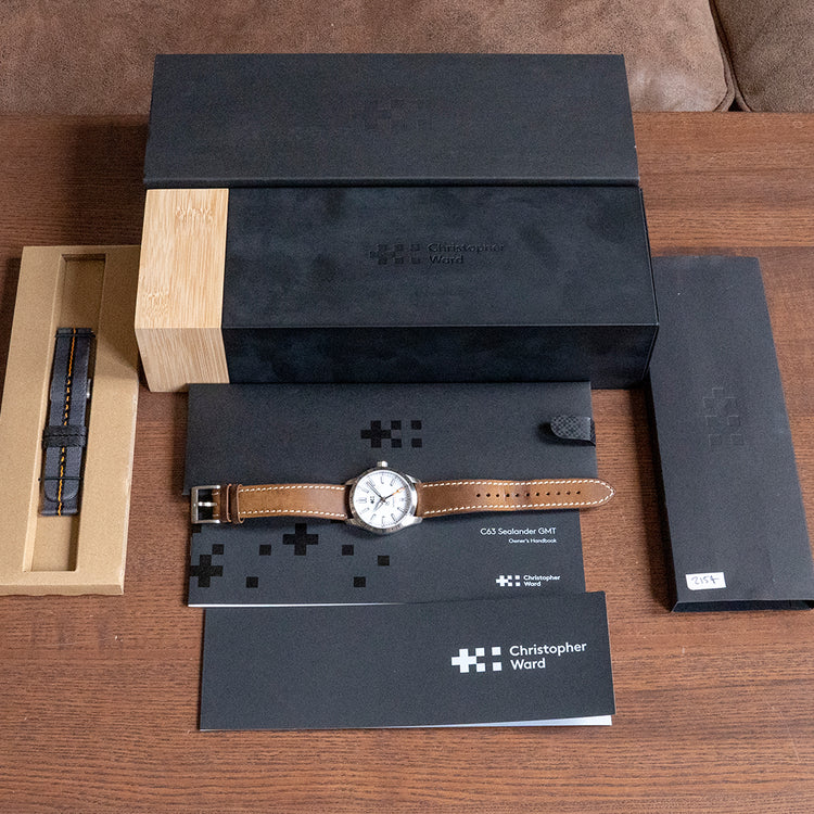 2022 Christopher Ward C63 Sealander GMT White on Strap