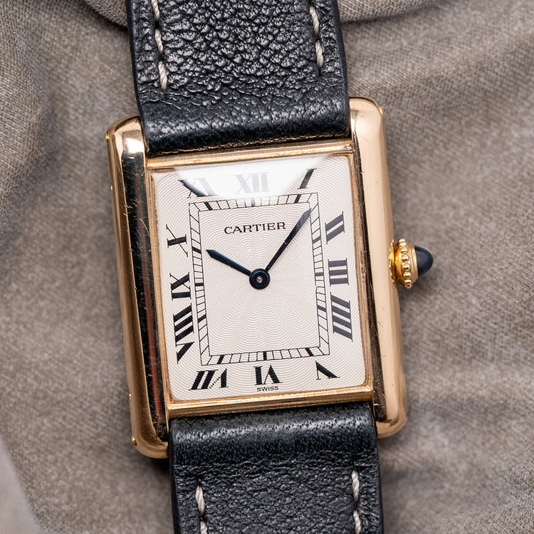 1990s Cartier Tank Louis Guilloche 18ct 96065 24x30mm