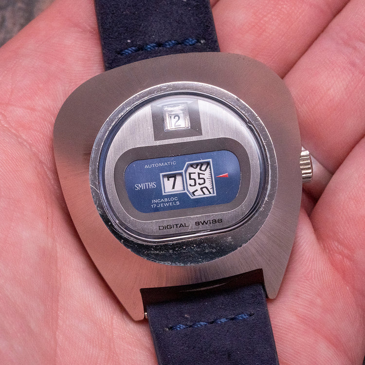 1970s Smiths Automatic "Digital" Jump Hour Funky Case