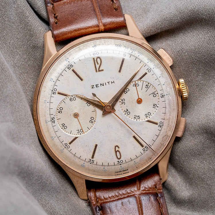 1950s Zenith 'Stellina' 18ct Pink Gold 37mm Oversized 156 D