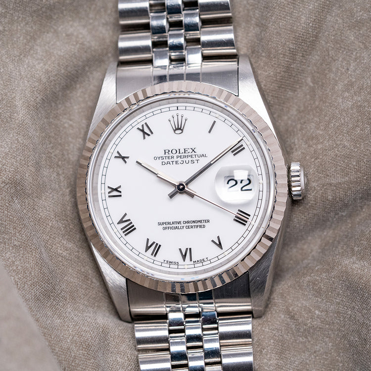 1995 Rolex Datejust 36mm White Tritium Roman Dial 16234