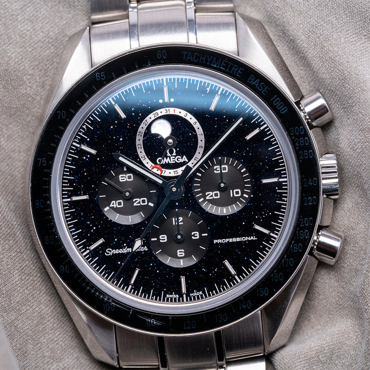 2019 Omega Speedmaster Moonphase Aventurine Dial 44mm