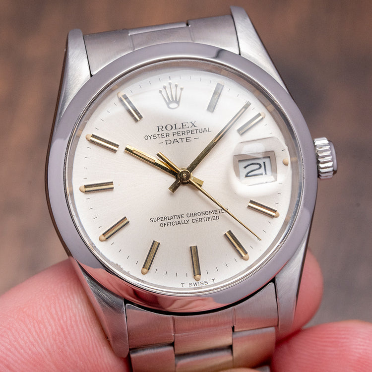 1982 Rolex Oyster Perpetual Date 34mm Silver Dial 15000
