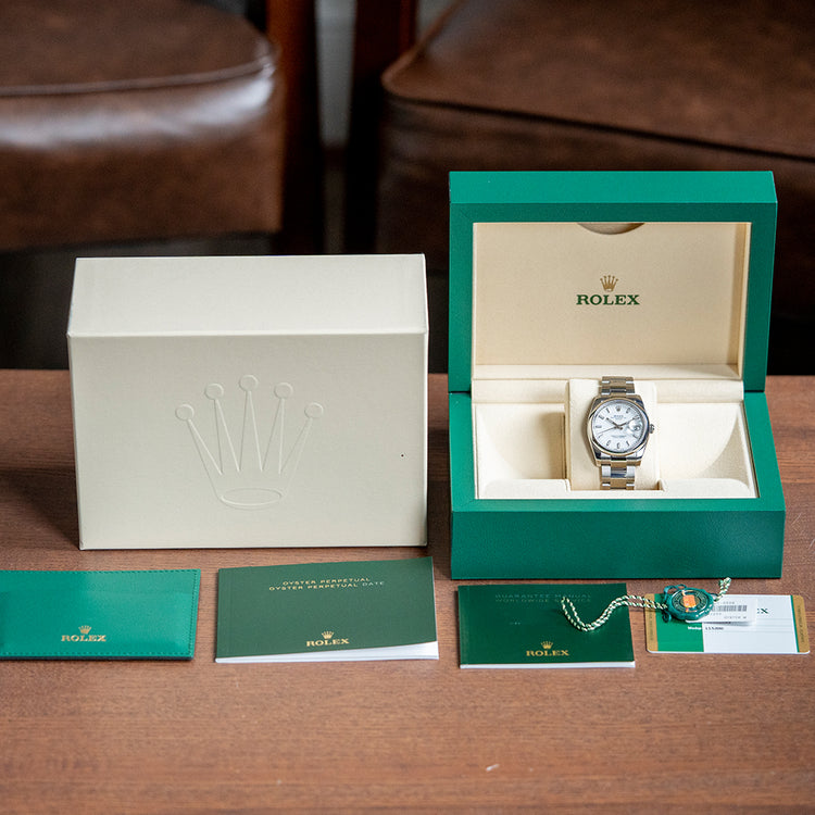 2019 Rolex Oyster Perpetual Date 34mm White Dial 115200