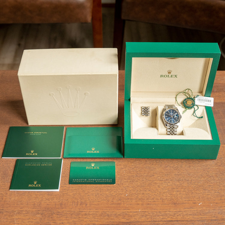 2021 Rolex Datejust 36mm Blue Dial Jubilee & Fluted 126234