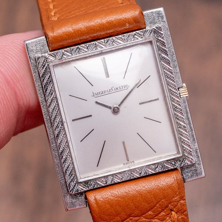 1970s JLC 'Tank' 18ct White Gold Textured 25x30.5mm 4421