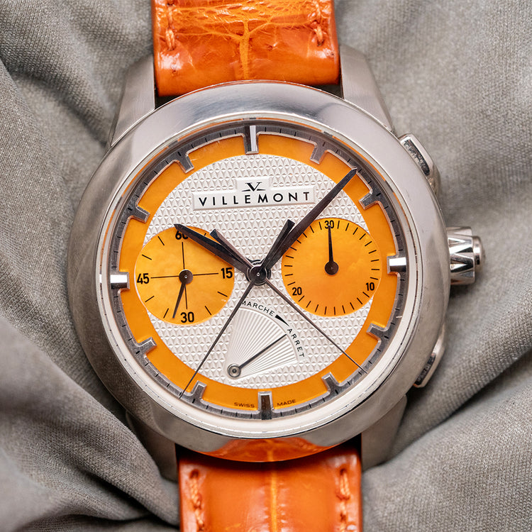 2000s Villemont 18ct White Gold Split Second Chronograph 43mm