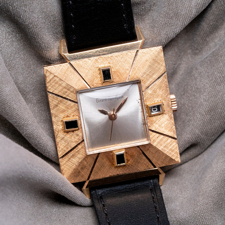 1960s Girard-Perregaux 18ct Pink Gold Square Art-Deco Auto